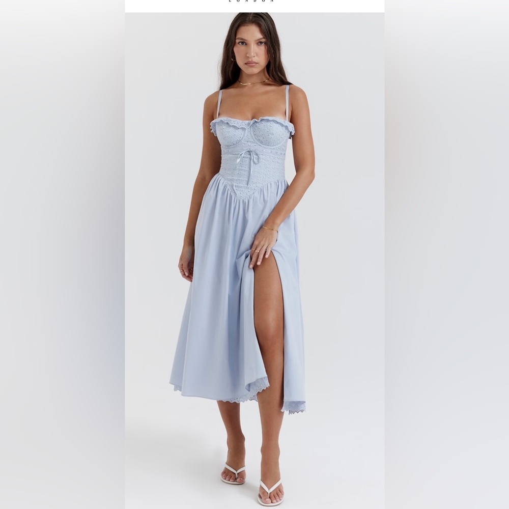 Jaime broderie-anglaise full-skirt stretch-cotton midi dress